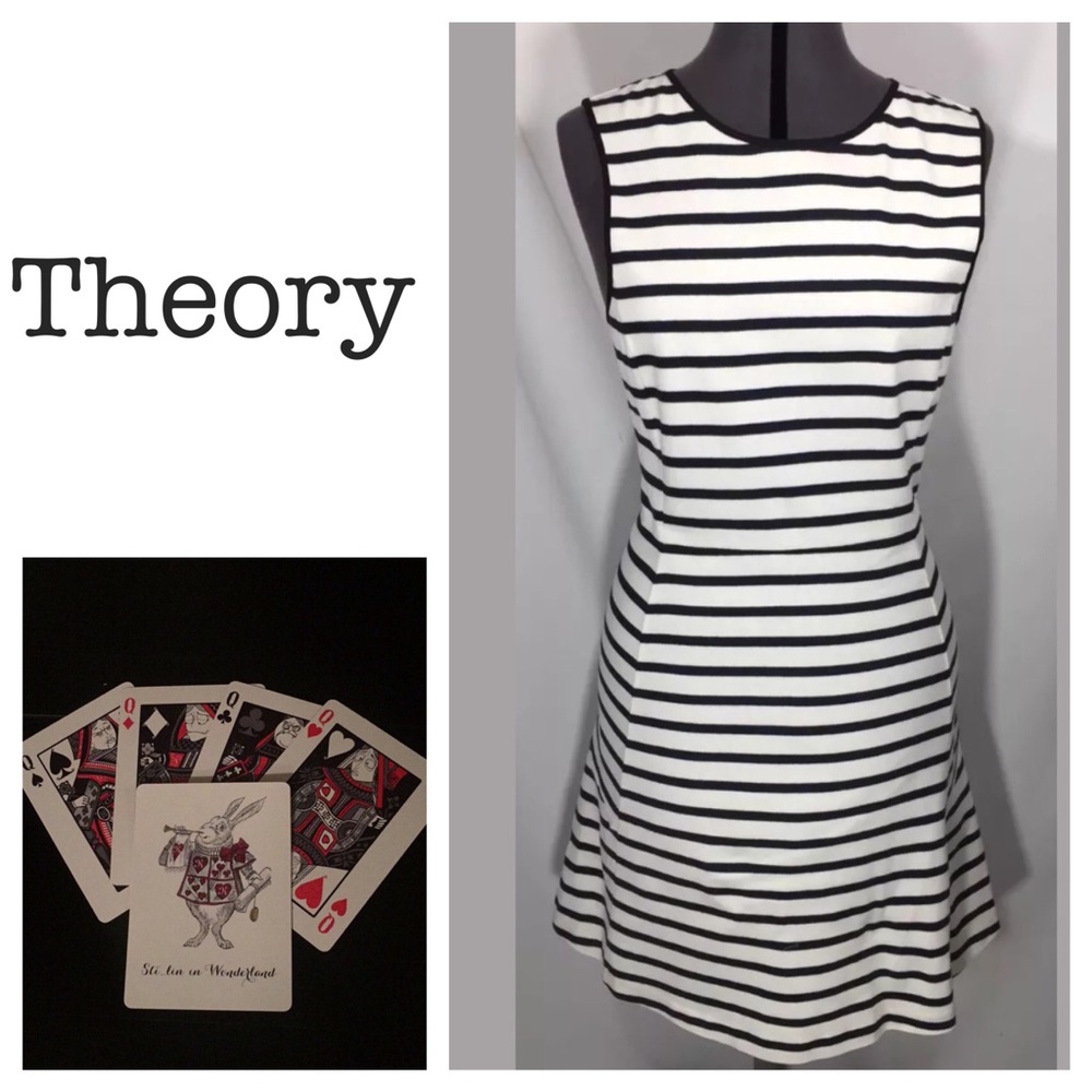 New Theory Nikay Dress Striped Sz 10